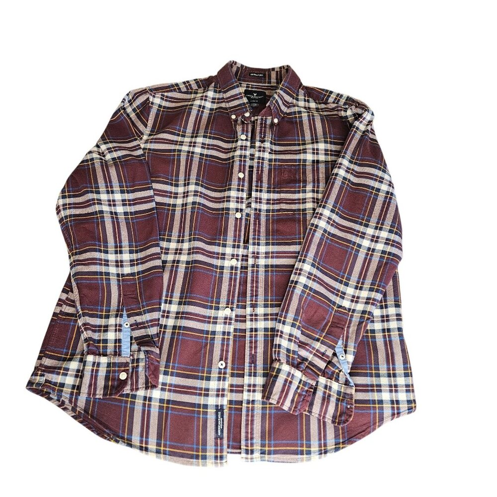 American Eagle Men's Work Office Classic‎ plaid button up shirt XL